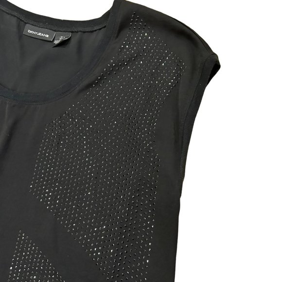 DKNY Jeans Black Sleeveless Beaded Tunic Size L - Picture 4 of 6